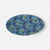 blauw kerstboombos papieren bordje (Gekanteld)