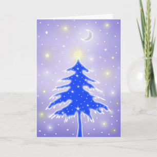 Blauw Kerstboomkaart Feestdagen Kaart