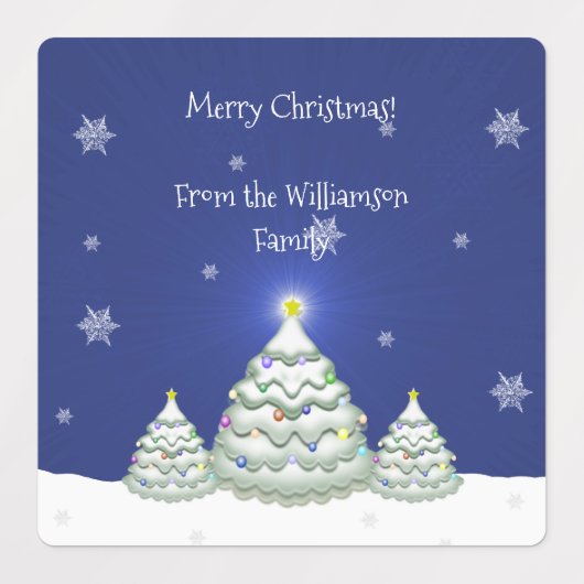 Blauw kerstboomlabel labels (Design 2)