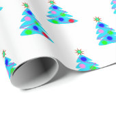 Blauw kerstboompatroon  cadeaupapier (Rol Hoek)