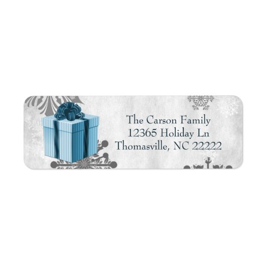 Blauw kerstcadeaulabel etiket (Voorkant)