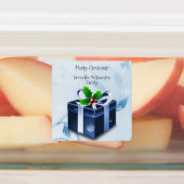 Blauw kerstcadeaulabel labels (Aangebracht)