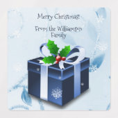 Blauw kerstcadeaulabel labels (Design 1)
