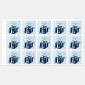 Blauw kerstcadeaulabel labels (Vel)