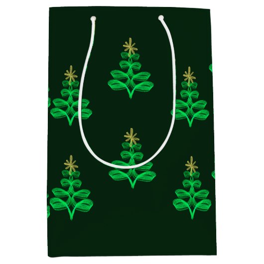 Blauw kerstcadeaupapier medium cadeauzakje (Voorkant)