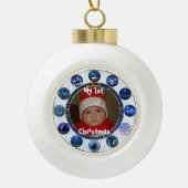 Blauw kerstelementen Fotokeramisch Ornament (Voorkant)