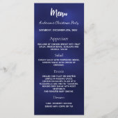 Blauw kerstfeest diner menu (Voorkant)