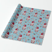 Blauw Kerstkabouter met cake Cadeaupapier (Uitgerold)