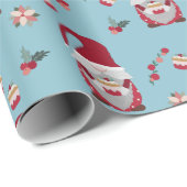 Blauw Kerstkabouter met cake Cadeaupapier (Rol Hoek)