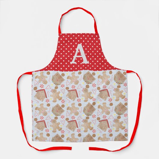 Blauw kerstkoekjes Schort, middelgroot Schort (Voorkant)