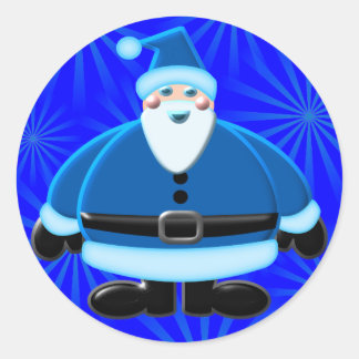 Blauw Kerstman Kerstmis Ontwerp Ronde Sticker