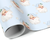 Blauw kerstman op Solid Blue Cadeaupapier (Rol Hoek)