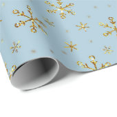 Blauw Kerstmis Sneeuwvlok Cadeaupapier (Rol Hoek)