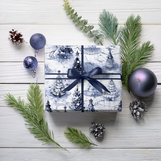 Blauw Kerstmispatroon#3 ID1009 Cadeaupapier
