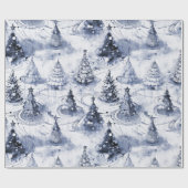 Blauw Kerstmispatroon#3 ID1009 Cadeaupapier (Vlak)