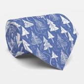 Blauw Kerstmispatroon#6 ID1009 Stropdas (Opgerold)