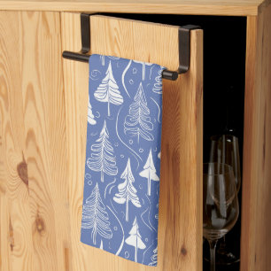 Blauw Kerstmispatroon#6 ID1009 Theedoek