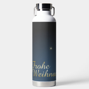 Blauw kerstmotief met gouden kerstboom waterfles