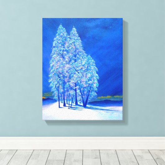 Blauw kerstnummer 3 canvas afdruk (Insitu (Houten vloer))