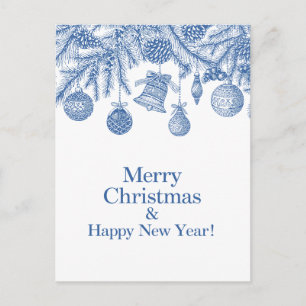 Blauw Kerstornament Chinoiserie Briefkaart