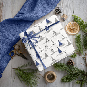 Blauw Kerstpatroon#5 ID1009 Cadeaupapier