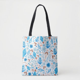 Blauw kerstpatroon draagtas