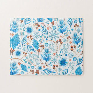 Blauw kerstpatroon legpuzzel