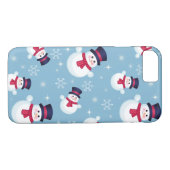 Blauw kerstpatroon met sneeuwpoppen en sneeuwvlokk Case-Mate iPhone case (Achterkant (Horizontaal))