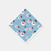 Blauw kerstpatroon met sneeuwpoppen en sneeuwvlokk servetten (Hoek)