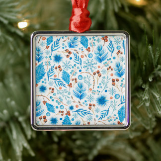 Blauw kerstpatroon metalen ornament
