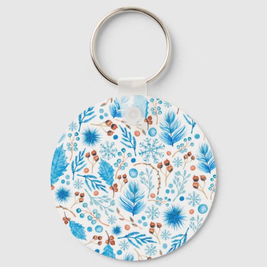 Blauw kerstpatroon sleutelhanger (Voorkant)
