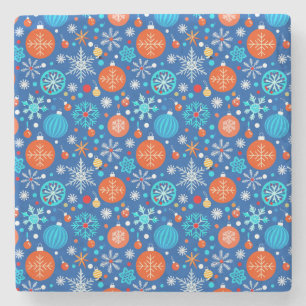 Blauw kerstpatroon stenen onderzetter