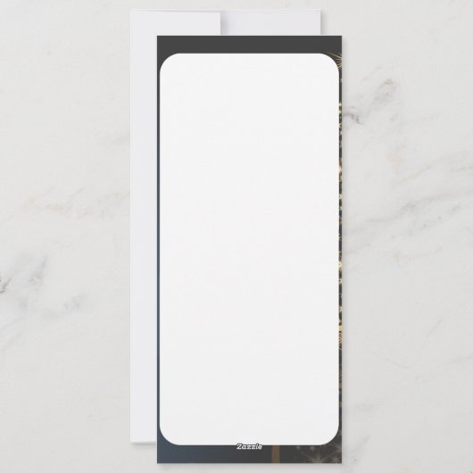 Blauw Kerstthema met gouden Kerstboom Feestdagenkaart (Achterkant)