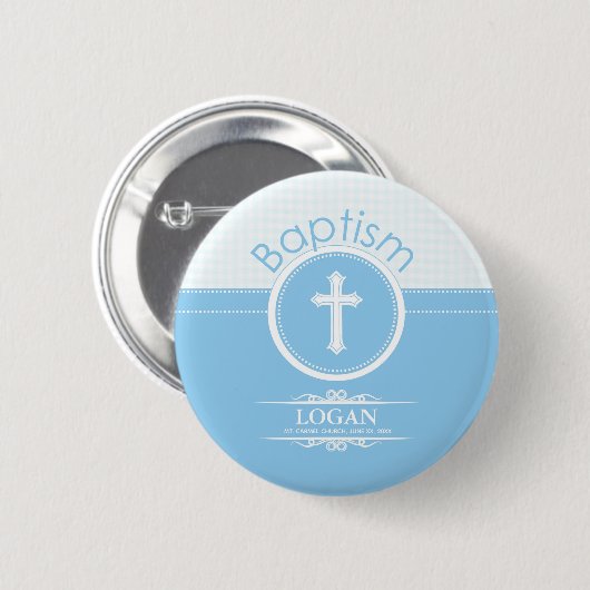 , blauw kind van God Baptisme Ronde Button 5,7 Cm (Voorkant /achterkant)