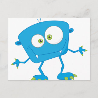 Blauw Kinder monster Alien Briefkaart