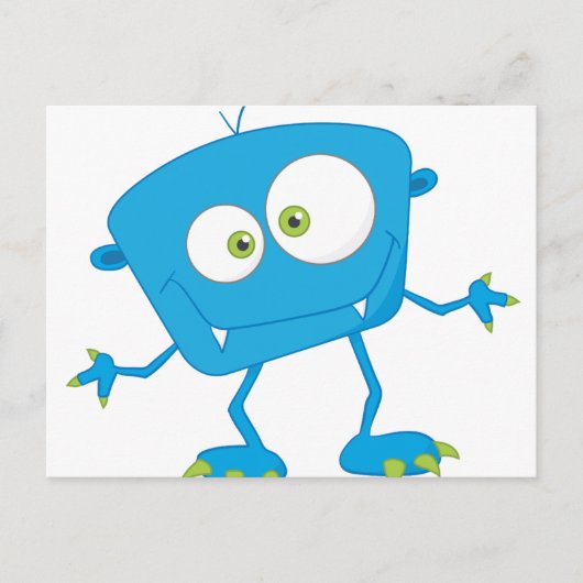 Blauw Kinder monster Alien Briefkaart (Voorkant)