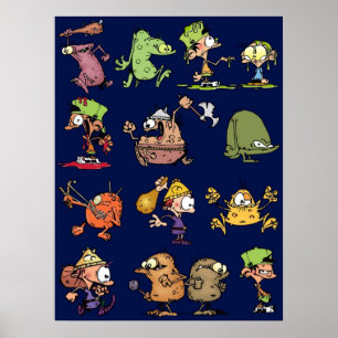 Blauw kinderen peddel poster