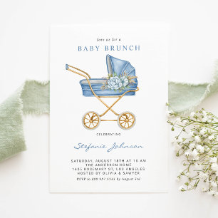 Blauw kinderwagen Het is een Boy Baby Brunch Kaart