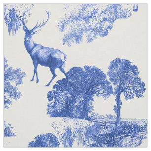 Blauw Klassiek Frans landkaarsendeerpatroon Stof