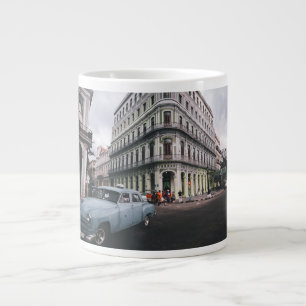 Blauw Klassieke Vintage Car Cityscape Extra Grote Beker