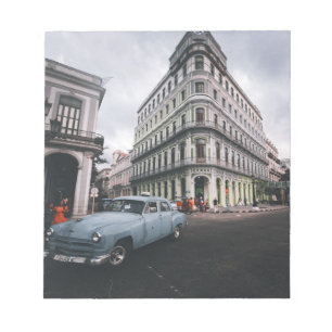 Blauw Klassieke Vintage Car Cityscape Notitieblok