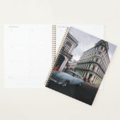 Blauw Klassieke Vintage Car Cityscape Planner (Display)