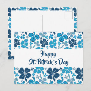Blauw Klaverblad Patroon St. Patrick`s Dag Briefkaart