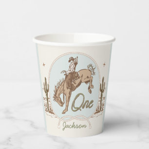  Blauw Klein Buckaroo Western 1e Verjaardag Papieren Bekers
