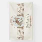  Blauw Klein Buckaroo Western 1e Verjaardag Spandoek (Verticaal)