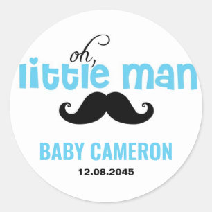 Blauw Klein Man snor Baby shower Sticker