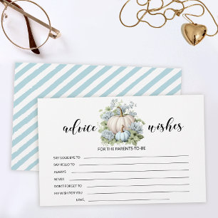 Blauw klein pompoen baby shower advies wenskaart briefpapier