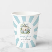 Blauw klein pompoen jongen baby shower papieren be papieren bekers (Voorkant)