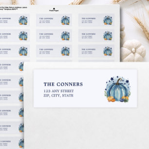 Blauw Klein Pompoen Jongen Baby Shower Retouradres Etiket