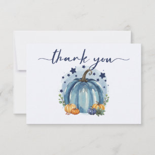 Blauw Kleine Pompoen Jongen Baby Shower Bedankt